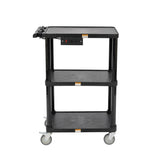 Pearington 3-Shelf Mobile Utility Cart with 3 Outlets and 8' Cord, Heavy-Duty Service Cart for Offices and Warehouses with 3 Shelves, Black Pearington