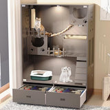 Wooden Cat House Large Space Cat Cage, Indoor/Outdoor Cat Enclosure with Wheels, Multi-Feature Enclosed Cat Condo with 2 Drawers for Indoor Cats, 57" X 36" X 24" HUATOL