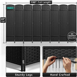 Sorbus 8-Panel Black Room Divider with Double Hinged Panels, 6 ft Tall Folding Privacy Screen Sorbus
