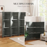 HOMCOM Room Divider, 6 Panel 67" Tall Wood Privacy Screen with 3 Display Shelves, and Folding Storage for Bedroom or Home Office, Gray HOMCOM