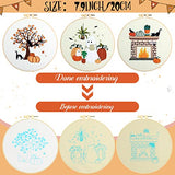 Yuxung 5 Sets Embroidery Kit for Beginners Adult Fall Thanksgiving Embroidery with Pumpkin Maple Leaf Pattern DIY Starter Needlepoint Kit with Embroidery Hoop Thread Needle for Halloween Craft Lover