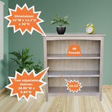 IC International Concepts, Shaker Solid Wood Bookcase, 2 Adjustable Shelves, Solid Real Wood, Sturdy Parawood, Spacious Dimensions 36"H x 28.85"W x 9.84"D, 40 LBS/ Shelf Capacity, Washed Gray Taupe IC INTERNATIONAL CONCEPTS