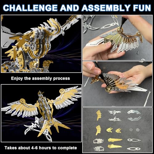 3D Metal Puzzles for Adults, 3D Metal Model Kits, 3D Puzzle Mechanical Eagle Models Kits for Men Teens and Students