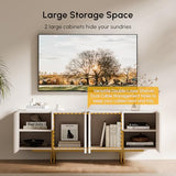 homary Modern TV Stand for TVs Up to 55", Long Entertainment Center with Storage Cabinets TV Console Table for Living Room, Bedroom (Off White, 59.1" W x 15.7" D x 23.6" H) homary