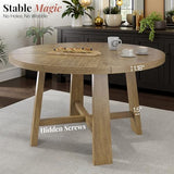 Jocisland Round Solid Wood Dining Table Set for 4, 5-Piece Mid-Century Kitchen & Dining Room Furniture with Padded Chairs, Space-Saving Design, Radial Grain Finish, Easy Assembly Jocisland