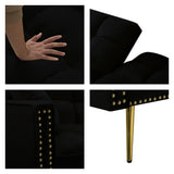 GlasFlength Sectional Couches for Living Room - Convertible Sleeper Sofa Bed, Reversible Chaise Lounge, Nailhead Decor L-Shaped Sectional Sofa Bed for Home, Office, Apartment - Black GlasFlength