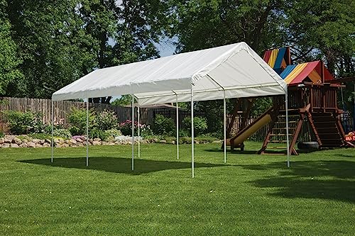 ShelterLogic 10' x 20' MaxAP Large Portable Garage 2in1 Kit Heavy-Duty Steel Frame Outdoor Canopy, Gazebo, or Carport Tent with Enclosure for Car, SUV, Truck, Boat, Tractor, White ShelterLogic