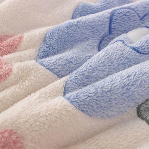 Holawakaka Full Fluffy Comforter Set, Cute Botanical Flowers Print Fleece Bedding Set for Girls Women, Super Soft Floral Fuzzy Bed Set with Pillowcases for Nursery & Kids Teen's Bedroom Holawakaka
