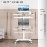 VIVO White Electric Mobile Height Adjustable 36 inch Dual Platform Standing Desk with Wheels, Rolling Small Space Table, Sit Stand Workstation, DESK-V111VTW VIVO