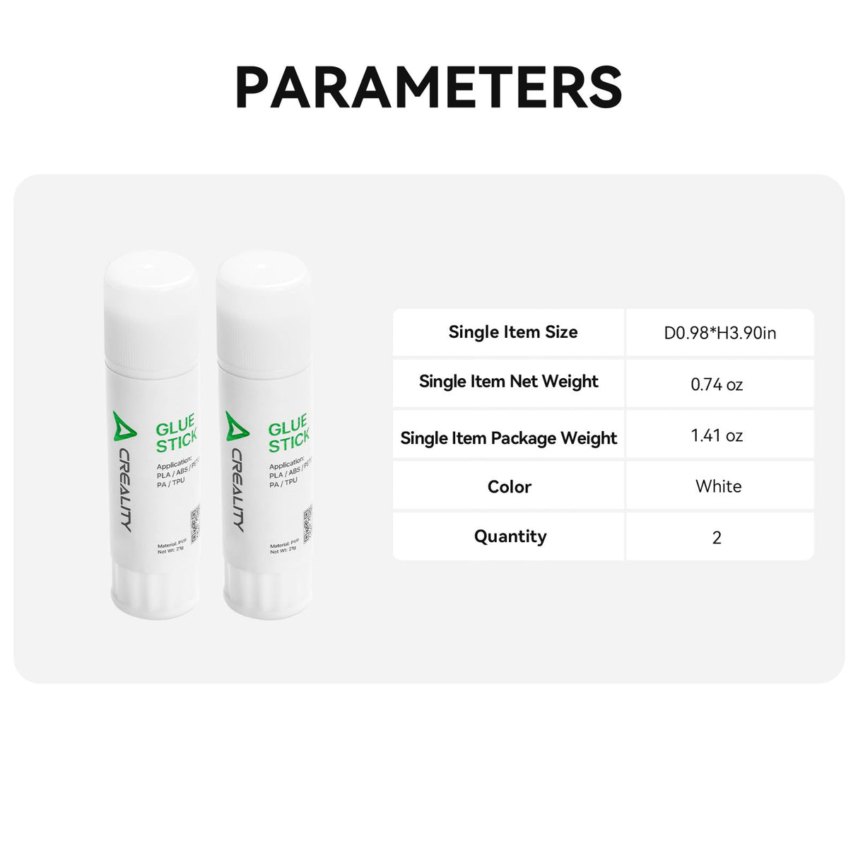 Creality 3D Printer Glue Stick Warping Reducing 3D Printer Glue Stick for Hot Bed 3D Printer Bed Adhesive PVP Solid 3D Print Glue Stick for PLA/ABS/PETG/PC/PA/TPU (Pack of 2) Creality