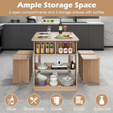Giantex 5-Pieces Dining Table Set for 4, Kitchen Table Set with Side Storage Shelf, 4 Square Stools, Space-Saving Dining Furniture for Dinner, Dinette, Living Room, Apartment, Restaurant (Natural) Giantex