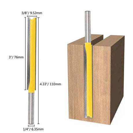 Mesee Set of 2 Pieces Extra Long Straight Router Bit Set, 1/4-Inch Shank Double Flute Straight Grooving Bits Trimming Cutter Woodworking Milling Tools with 2" & 3" Cutting Height Mesee
