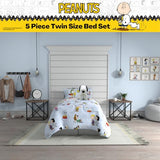 Peanuts Charlie Brown, Snoopy & Gang Bedding, 5 Piece Super Soft Cozy Reversible Comforter and Sheet Set with Sham, Twin, (100% Official Licensed Product) by Franco Collectibles Franco