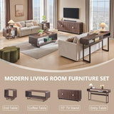 IFGET 63-Inch Long Console Table, 31.5" Tall Modern Entryway Table with Open Storage Shelf, Curved Profile Design, Narrow Wood Sofa Table Behind Couch Tables for Living Room, Hallway, Foyer, Brown IFGET