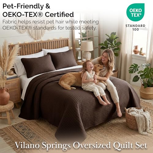 Southshore Fine Living, Inc. Twin XL Bedspread Quilt Set, Dorm Room Bedding Essentials, Stain Resistant, Machine Washable Bed Spread, XL/Twin Brown Comforter Set w/Pillow Sham, Chocolate Brown Southshore Fine Living, Inc.