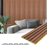Art3d WPC Slat Wall Panels, 16-Pack 48 x 6 Inch 3D Wall Accents for Interior Wall Decor, Living Room, Bedroom, Teak Art3d