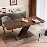 Extendable Dining Table for 4-8 People,55.12''-70.87''Modern Space-Saving Wood Kitchen Table,Rectangle Folding Conference Meeting Table for Living Meeting Room Kitchen,Walnut VICBARLEY