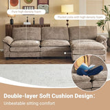 VINGLI Convertible Modular Sectional Sofa with Deep Seat & Movable 2-Layer Ottoman, L-shape Cloud Sofa with Chaise &Armrests, Oversized 3-Seater Couch for Living Room & Apartment, Chenille,Light-Brown VINGLI