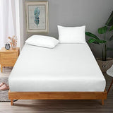 ROYALE LINENS 300 Thread Count 100% Long Staple Combed Cotton Fitted Sheet Full - Super Soft Deep Pocket Bottom Sheet - Fitted Sheets Only - Elastic Sheets (Full, White) ROYALE LINENS