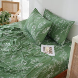 Yibeizi Green Floral Sheet Set King, Botanical Rustic Pattern Bed Sheets Boho Bedding Sheets & Pillowcases Soft Microfiber 15" Extra Deep Pocket Fitted Bedsheet 4 Piece Yibeizi