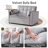 Rovibek Futon Sofa Bed Pull Out 3 in 1 Sleeper Sofa Couch Bed Convertible Sleeper Loveseat with Side Table & Reclining Backrest, Pillows and Pockets, for Living Room Apartment Office Rovibek