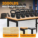 Heavy-Duty Adjustable Garage Workbench 60" L x 24" W – 2000 LBS Capacity with ETL Power Outlet, Rubberwood Top for Woodworking, Welding, Crafting & Home Office (29.5"-39.4" Height Adjust) EliteEdge