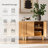 EYYTHUNG Storage Cabinet Sideboard Buffet Cabinet, Modern Accent Cabinet with Faux Marble Top & Adjustable Shelves, Wooden Credenza, Console Table Entryway Cabinet for Living Room, Oak EYYTHUNG