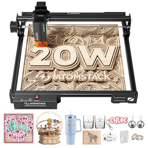 ATOMSTACK 20W Laser Engraver, A20 PRO V2 Laser Cutter, High Accuracy Laser Engraving Machine for Personalized Gifts, Business Cards, Wood, Metal, Acrylic, Leather ATOMSTACK