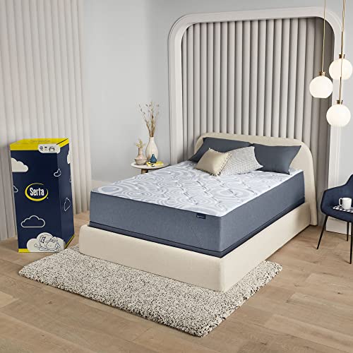 Serta Perfect Sleeper 12 Inch King Gel Memory Hybrid Mattress, Ultra Plush, USA Built, 100-Night Trial, CertiPUR-US Certified - Renewed Relief,White and Dark Blue