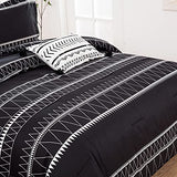 WONGS BEDDING Black Comforter Set Twin, Reversible Boho Triangle Striped Down Alternative Comforter Set for Twin Bed - 2 Pieces (1 Comforter + 1 Pillowcases), Microfiber Bedding Set 68"x 86" WONGS BEDDING