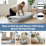DUMOS Japanese Floor Mattress Twin Size 4-Inch, Futon Mattress Foldable with Removable Washable Cover, Portable Roll Up Tatami Mat for Kids Room, Dorm, Sleepovers and Solo Sleeper, Gray DUMOS