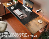 Huuger Computer Desk, 80 Inch Office Desk, Gaming Desk with Storage, Writing Desk Work Desk for Home Office, Study, Long Simple Desk, Large Legroom, Metal Frame, Rustic Brown and Black Huuger