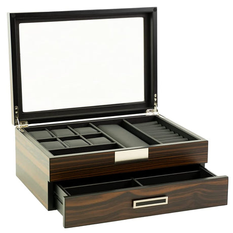 Decorebay Executive Unisex Black Wood Valet sunglasses and Jewelry Box Storage (SuperStar 2) Decorebay