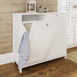 RiverRidge Ellsworth Double Tilt-Out Laundry Hamper Cabinet - Laundry Room Storage Cabinet with Removable Cloth Bag and Shutter Style Doors RiverRidge