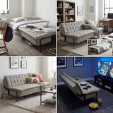 LeTinn 3-in-1 Convertible Sofa Bed, 78.7” Full Size Sleeper Futon with Linen Fabric & Metal Frame - Adjustable Backrest for Living Room, Small Space, Studio Apartment & Guest Room (Grey) Generic