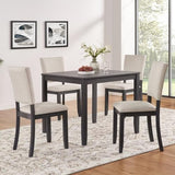 JIJIWANG Modern 4 Person Dining Table Set with 4 Chairs, Dining Table Set for 4 People, 5-Piece Wooden Dining Table Sets for Living Room, Kitchen and Dining Room, Antique Black + Beige JIJIWANG