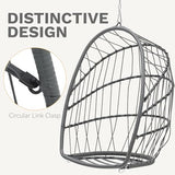 DWVO Egg Chair with Stand, Hanging Outdoor Rattan Wicker Patio Hammock Indoor Egg Chair with Cushion, Hanging Swing Chair 300lbs for Porch, Garden, Bedroom, Balcony, Gray DWVO