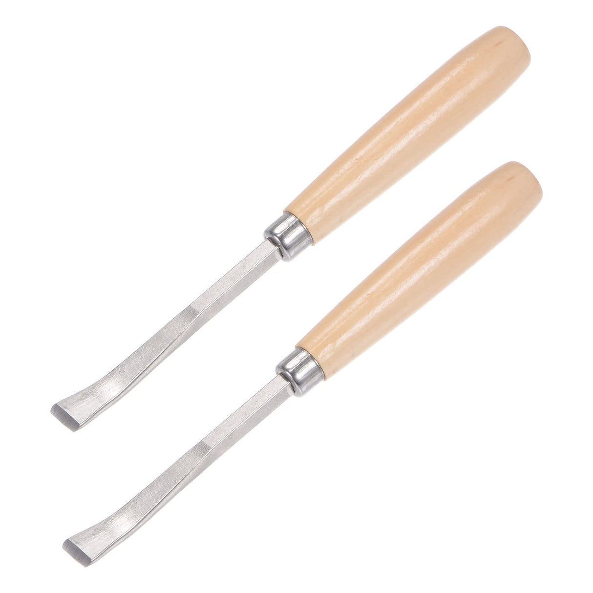 uxcell Wood Chisels Carving Knife, 10mm Chrome Plated 45# Carbon Steel Curved Straight Tip Woodworking Hand Tool Graver 165mm (6.5-Inch) Length, 2pcs uxcell