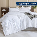 Paxrac White Comforter Twin/Twin XL Size, 2 Pieces Extra Long Comforter Set for Dorm, Lightweight Solid Bedding Set, All Seasons Soft Breathable Twin Comforter Set (68x90In Comforter & 1 Pillowcase) Paxrac