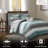 Madison Park Essentials Twin Comforter Set, Bed in a Bag Twin, Watercolor Print Coastal Comforter & Chambray Cotton Sheet Set, All Season Bedding Set, Saben, Aqua Twin (68 in x 86 in) 7 Piece Madison Park