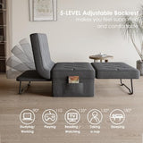 DSNAPE Convertible Sofa Bed with 5-Level Adjustable Backrest, 74" D x 37" W 4-in-1 Folding Ottoman Sleeper Chair Bed, Modern Single Futon Couch for Living Room Apartment Dorm Small Space, Dark Grey DSNAPE