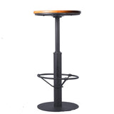 BOKKOLIK 42inch Industrial Style Farmhouse Bar Table, Round Wooden Top, Matte Black Metal Base BOKKOLIK