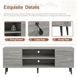 YESHOMY Modern TV Stand for 65" Television, Entertainment Center with Two Storage Cabinets, Retro Style Media Console for Living Room, Bedroom, Office, 58 Inch, Light Gray YESHOMY