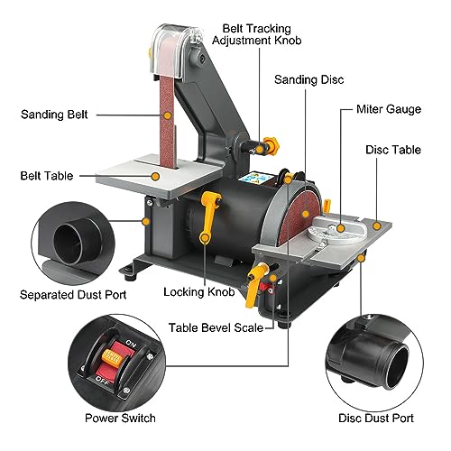 Hoteche 1 in x 30 in Belt Sander and 5 in Disc Sander 2.5A Power Combo Bench Sander for Woodworking - WoodArtSupply