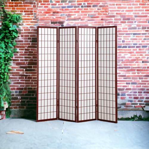 Liveasy Furniture 4 Panels Room Divider Privacy Screen Shoji Divider 6ft High Japanese Style Privacy Room Divider (Cherry, 4 Panels) Liveasy Furniture