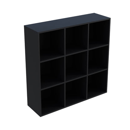 OSCHF Modern 9-Cube Wooden Storage Shelf - Stylish Black 3-Tier Bookcase for Home and Office - WoodArtSupply