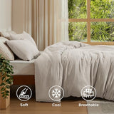 Bedsure Muslin Duvet Cover Queen Size - Cotton Blend Rayon Derived from Bamboo, Cooling Duvet Covet for Hot Sleepers - Ultra-Soft & Breathable Bedding Set for All Seasons(Oat Milk, 90"x90") Bedsure