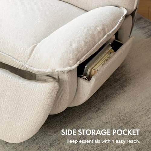 FLEXISPOT XR7 Power Swivel Recliner Chair for Adults, 41” Extra Wide Swivel Rocker Recliner, Power Rocking Glider with Side Pocket, 350 Lbs Capacity for Living Room Bedroom Gaming Room,White