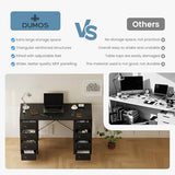 DUMOS 47 Inch Computer Desk with 8 Fabric Drawers, Office Gaming Desk with Storage, Writing Study Table with X-Shaped Reinforced Structure, Black DUMOS