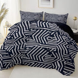 Printed Duvet Cover Set Single Size - Black 3 Pieces (1 Quilt Cover with Zipper Closure + 2 Pillow Sham), Ultra Soft Brushed Microfiber Modern Lines Minimalist Bedding Set Generic